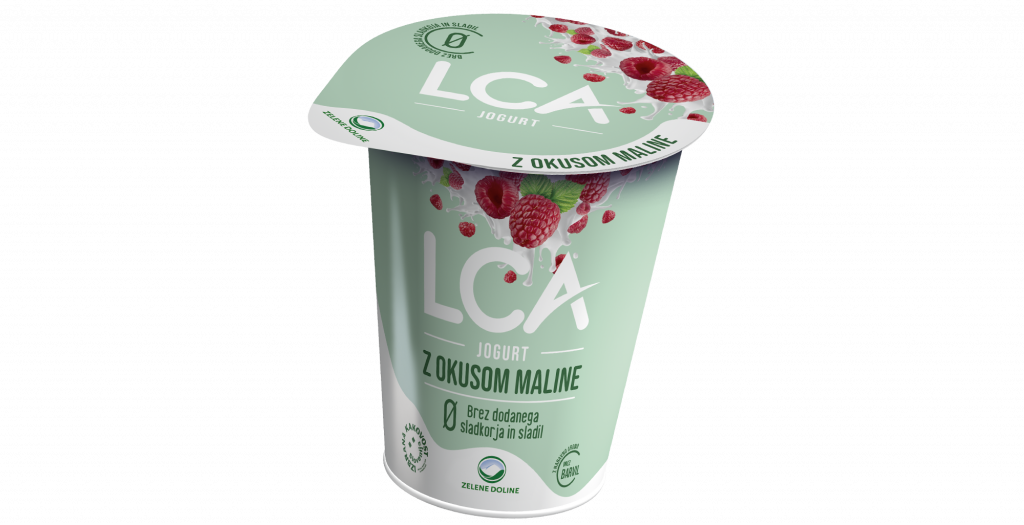 LCA jogurt z okusom maline brez dodanega sladkorja in sladil