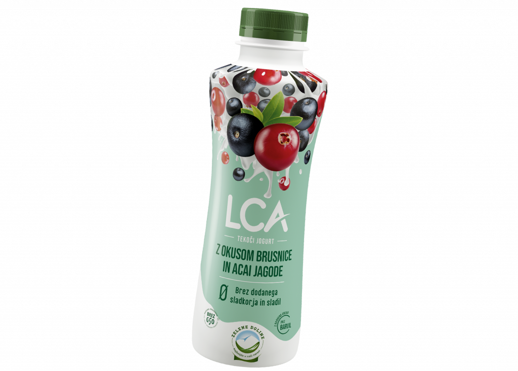 LCA tekoči jogurt z okusom brusnice in acai jagode brez dodanega sladkorja in sladil